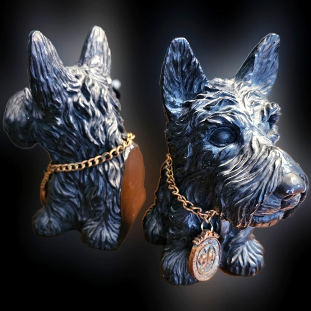 Twos Company Scottish Terrier Club 1885 Black Dog Bookends Collector Rare Vntage